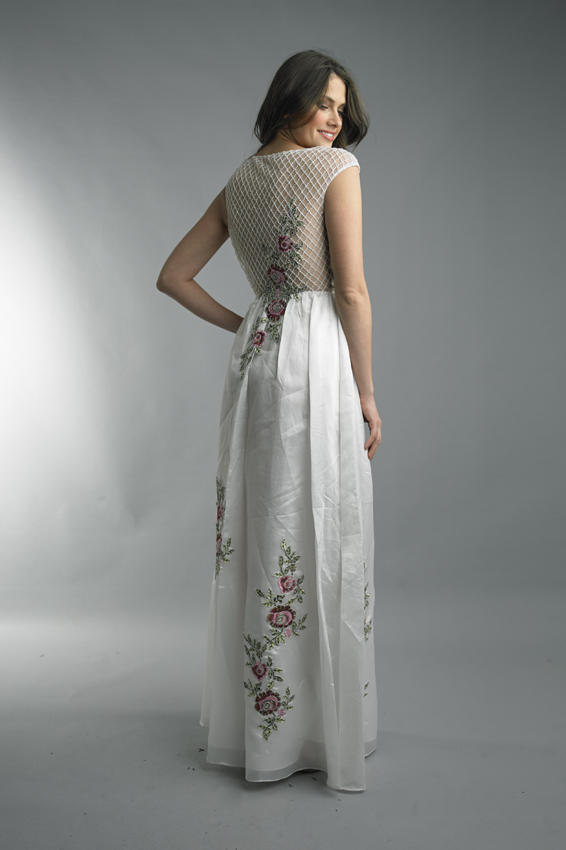 Embroidered A-line Gown