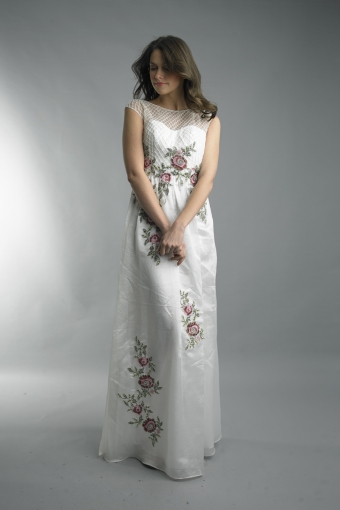 Embroidered A-line Gown