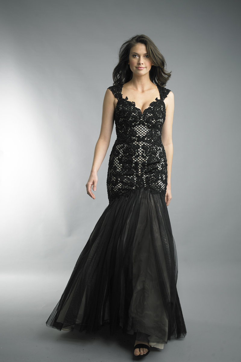 sleeveless evening gown with cap sleeve