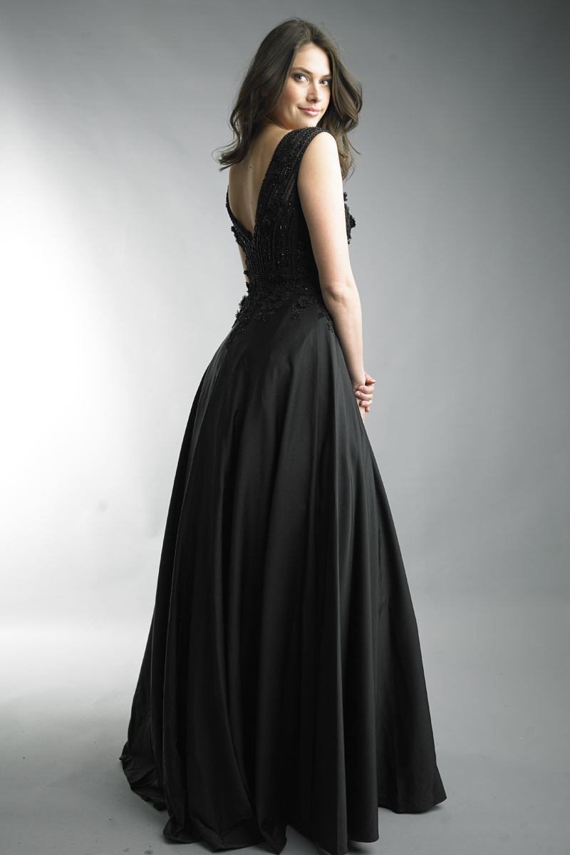 Bead V-neck Gown