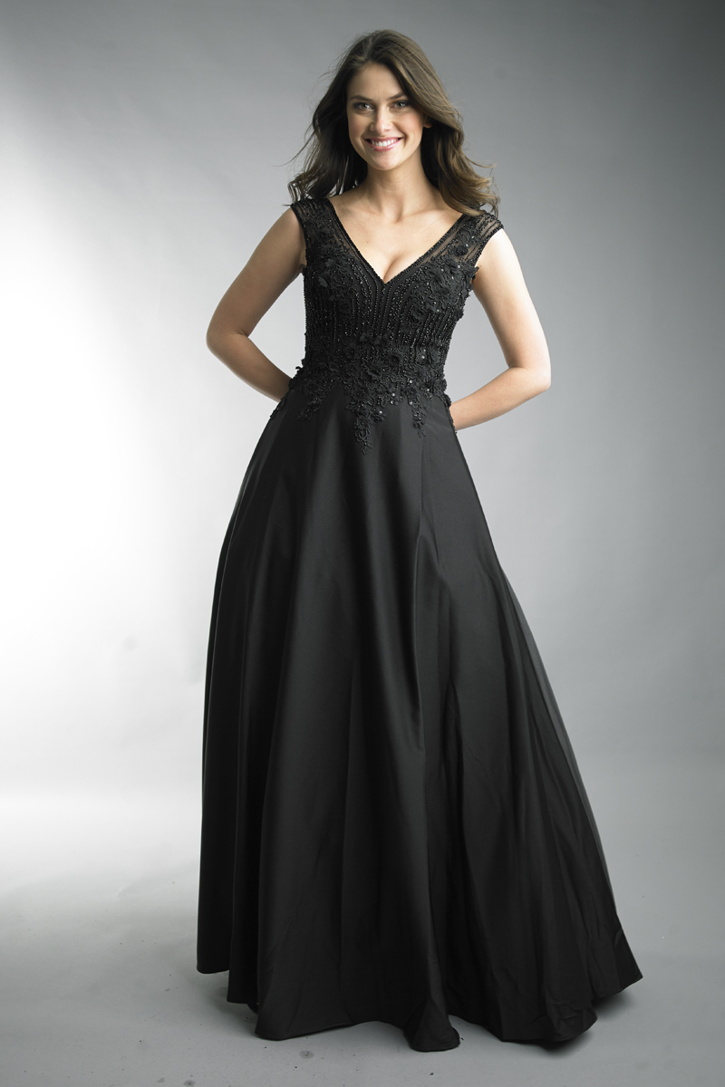 Bead V-neck Gown