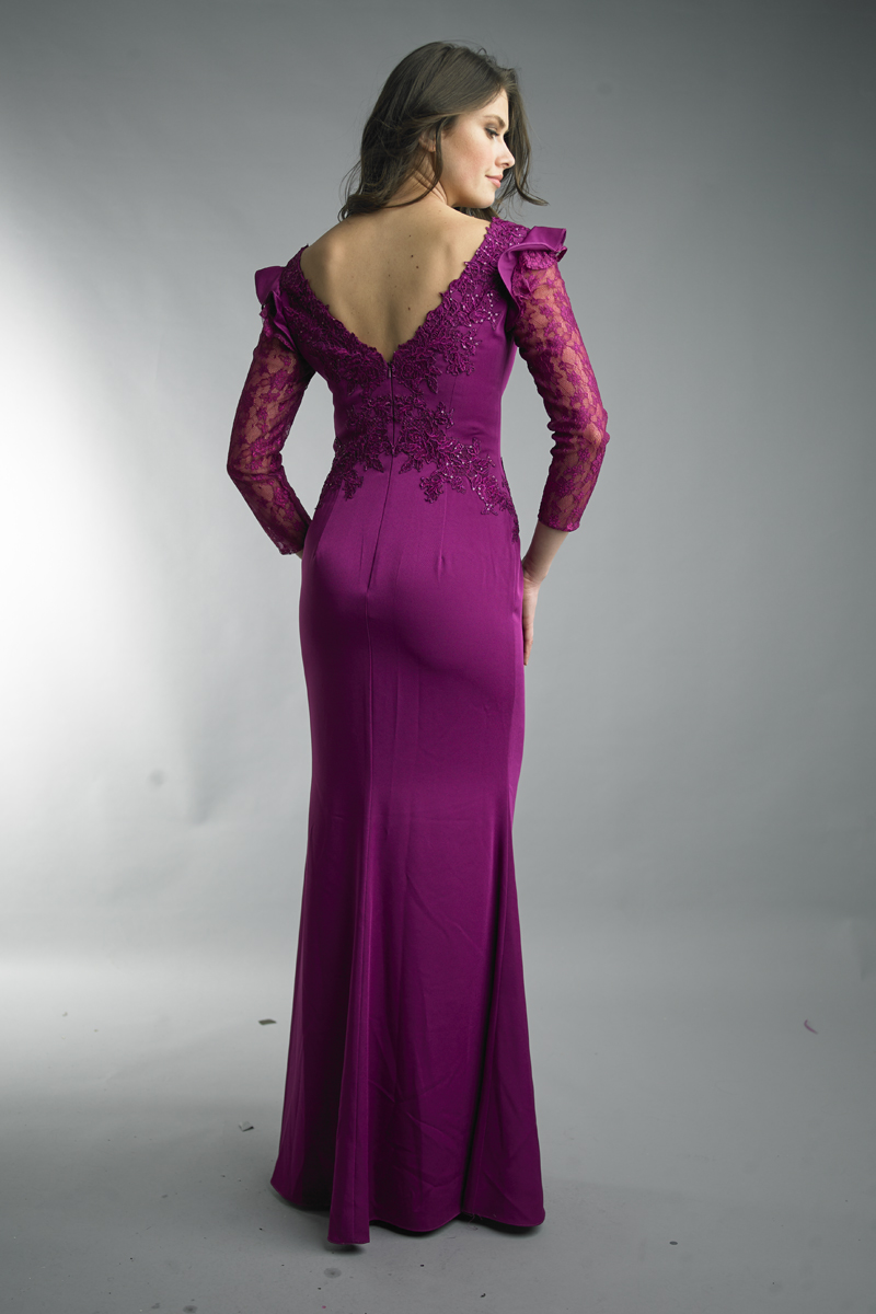 v neck evening gown