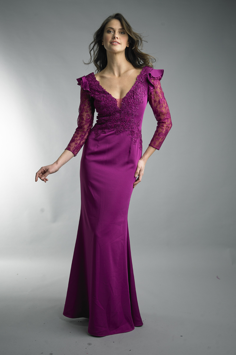 v neck evening gown