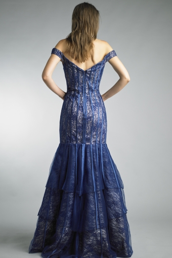 off shoulder evening dress