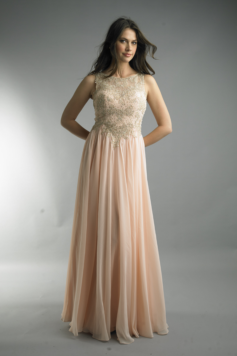 Sleeveless embellished evening gown