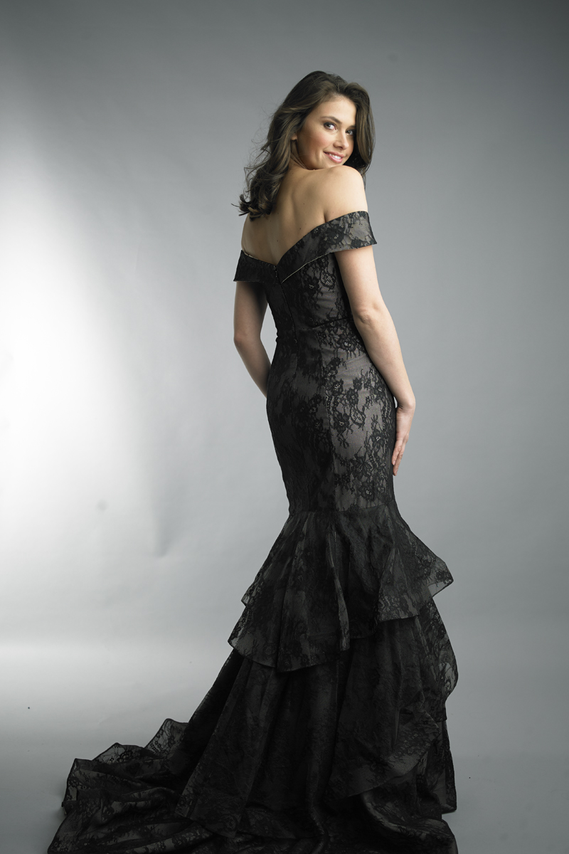 off shoulder lace gown