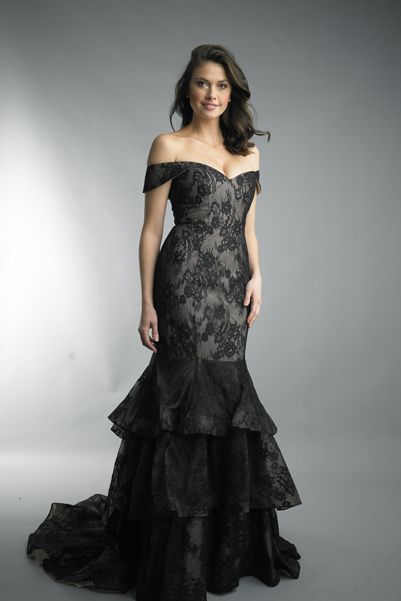 off shoulder lace gown