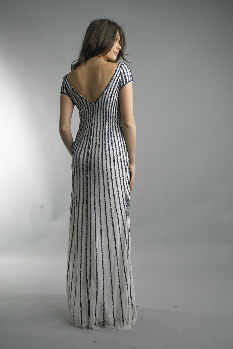 short sleeve sequin stripe dress