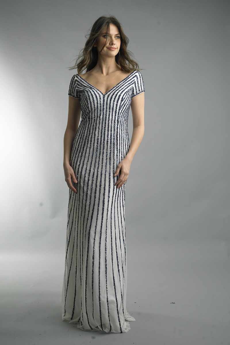 short sleeve sequin stripe dress