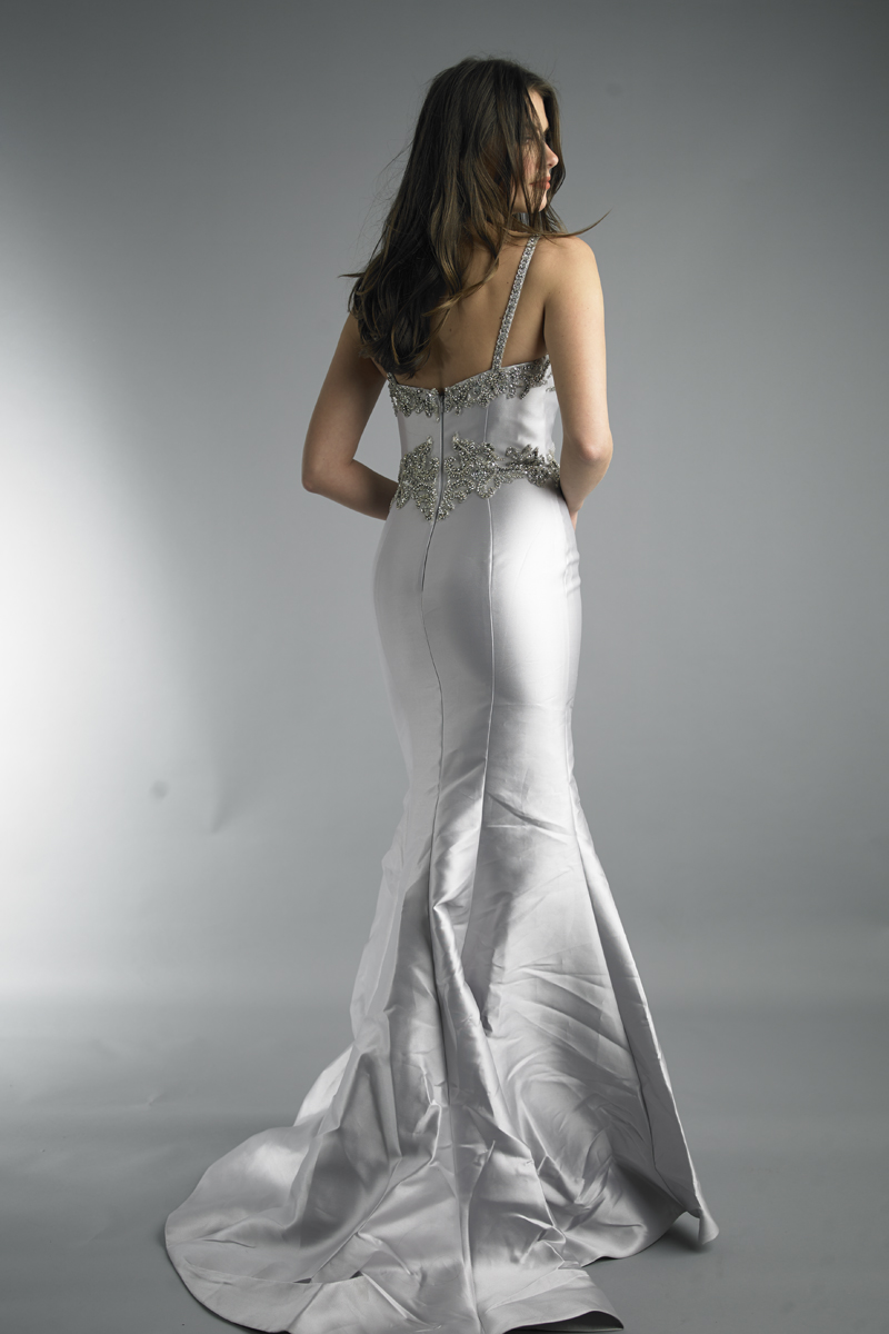 embroidered evening dress