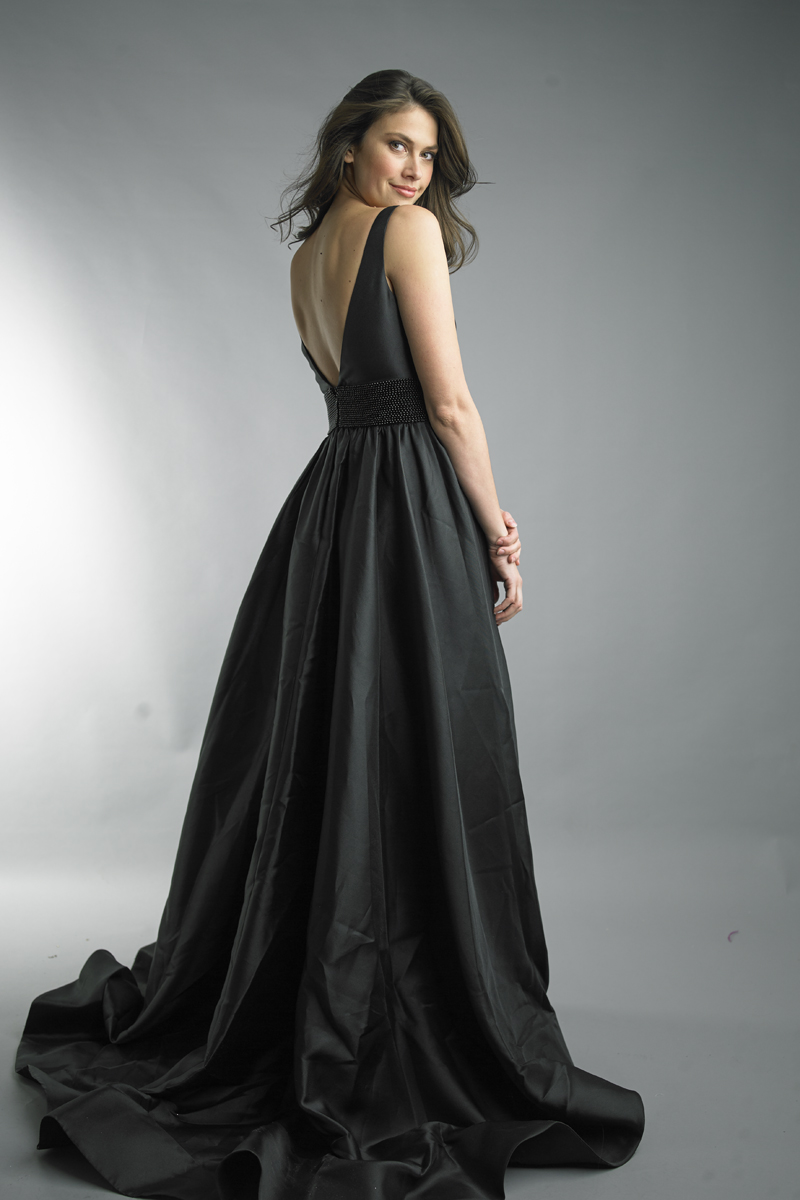 sleeveless evening dress