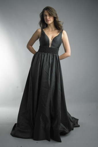 sleeveless evening dress