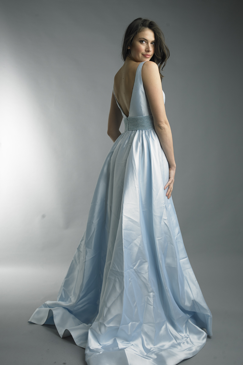 sleeveless evening dress