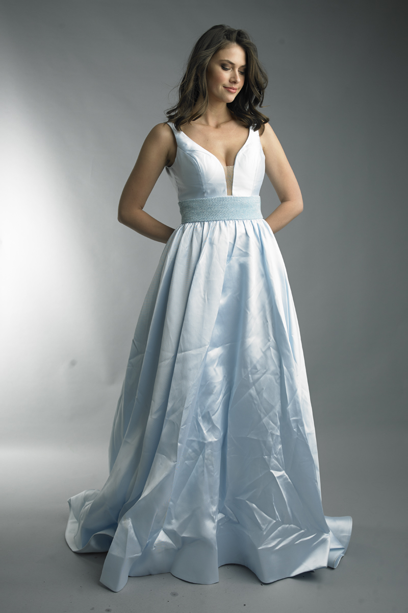 sleeveless evening dress