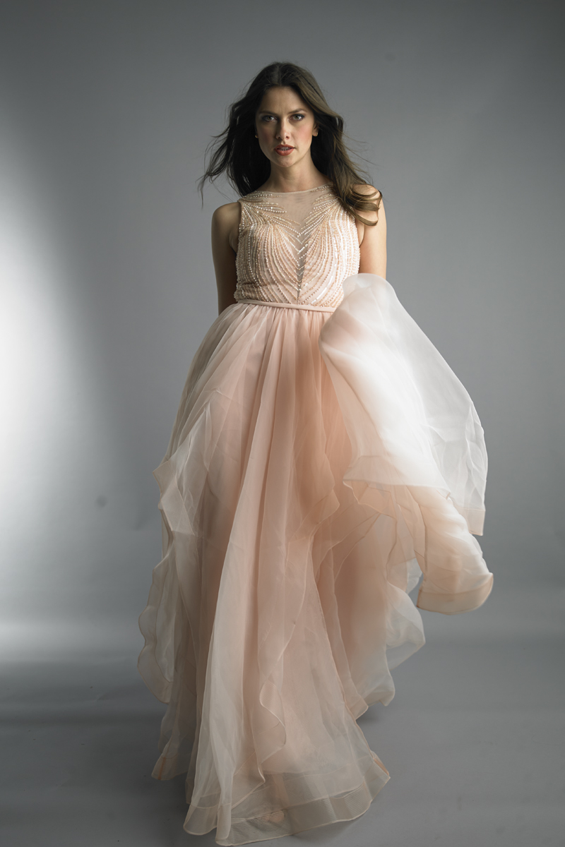 beaded multi layer gown