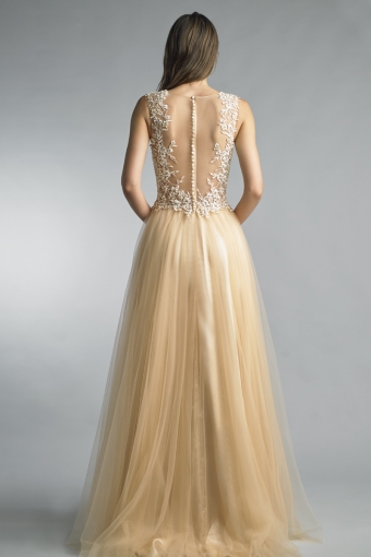 Sleeveless embroidered evening dress