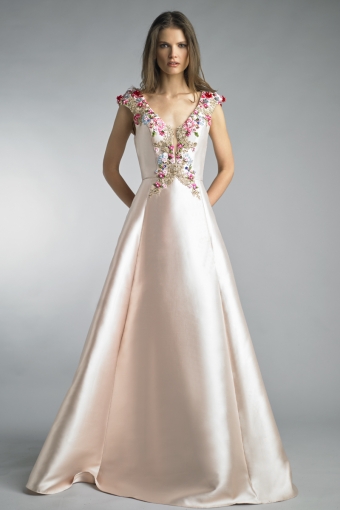 Sleeveless floral embellished gown