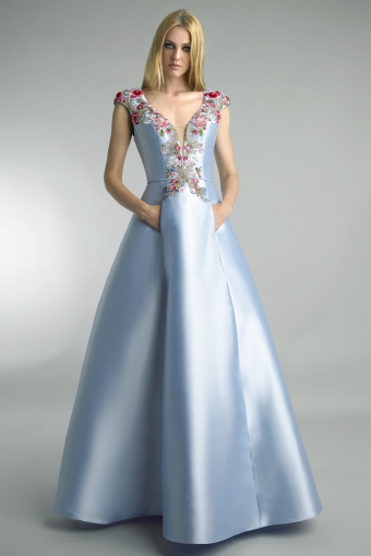 Sleeveless floral embellished gown