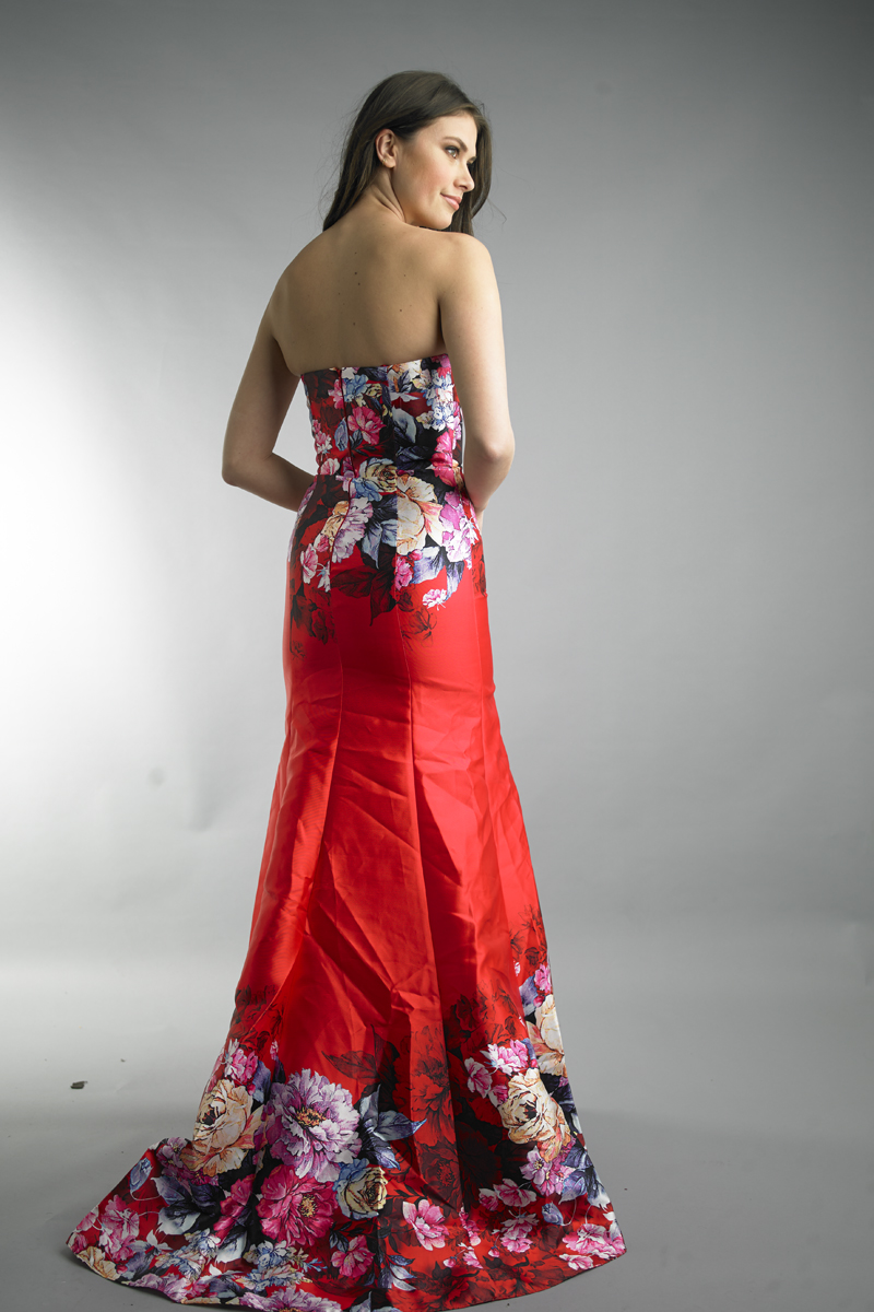 Floral sleeveless evening gown