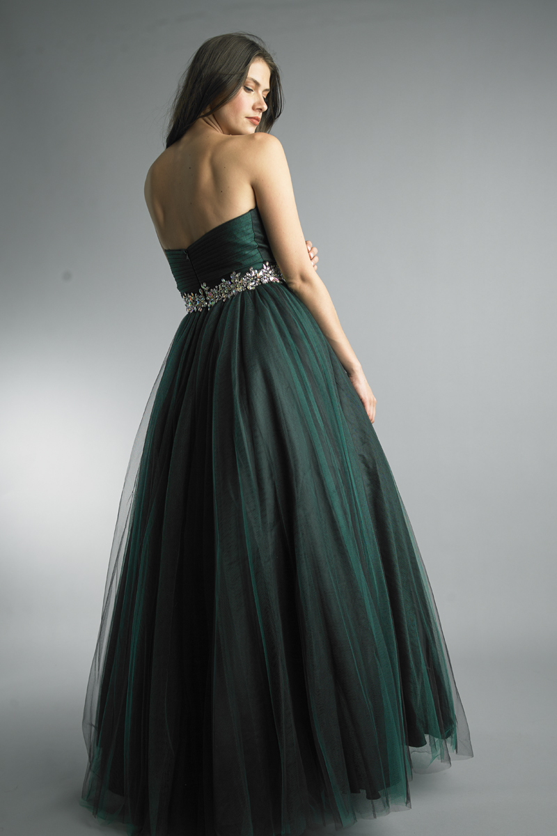 strapless evening gown