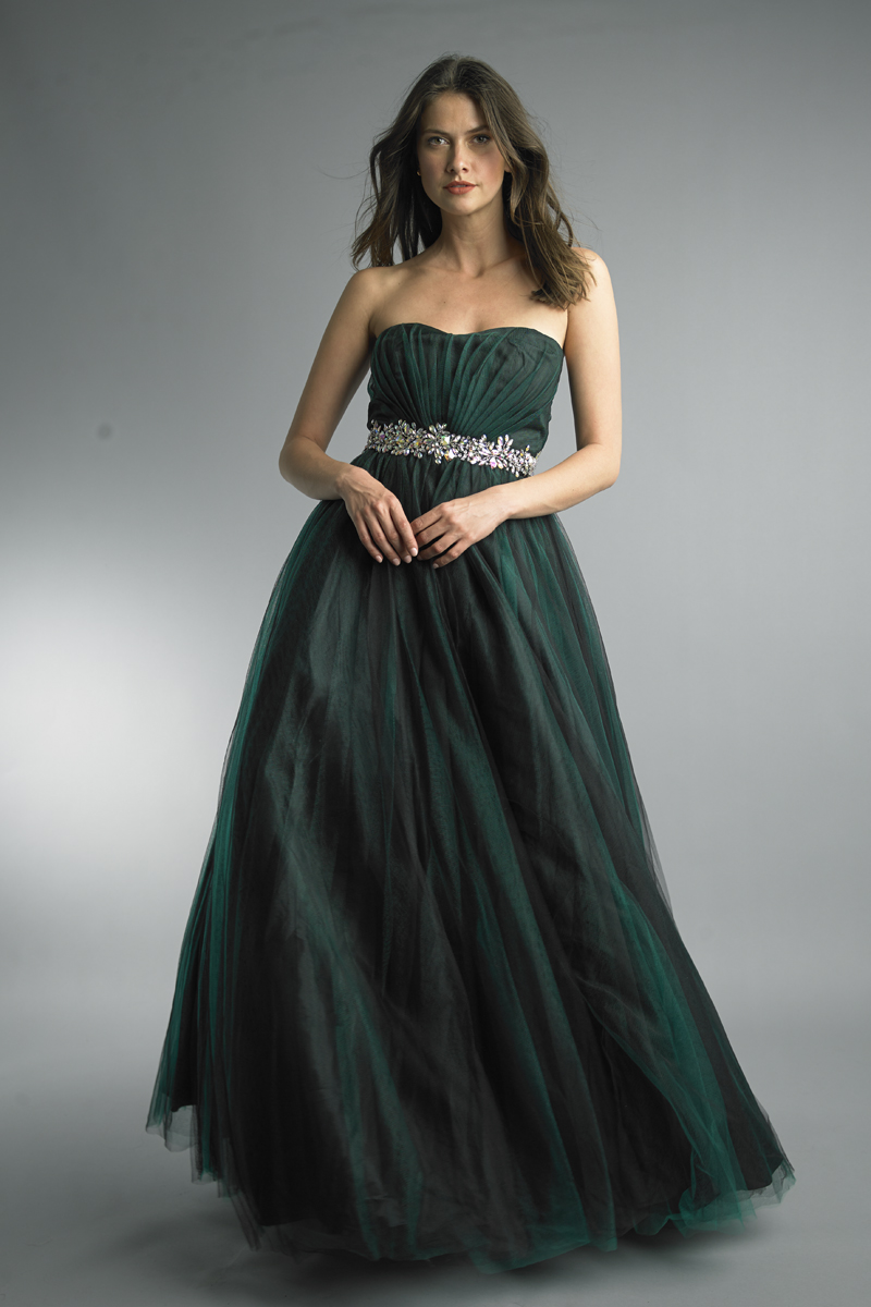 strapless evening gown