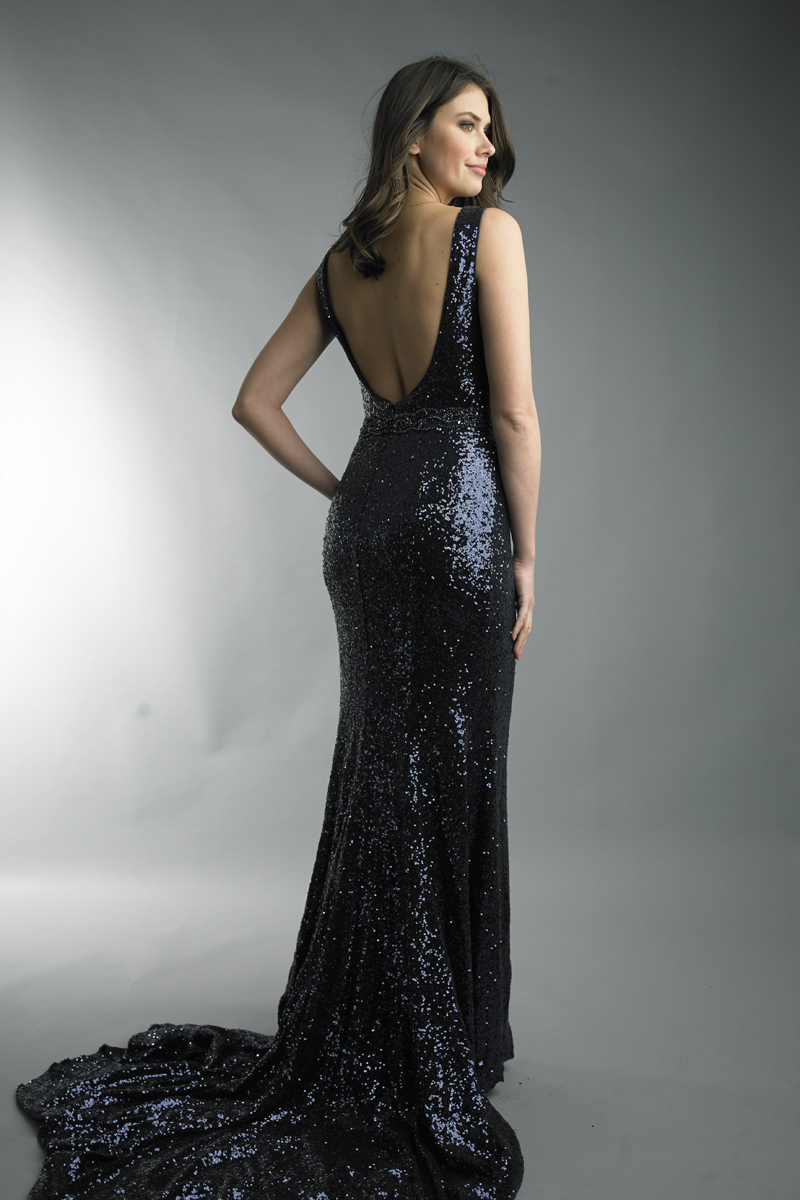 mermaid gown with sequin and 2 foot train