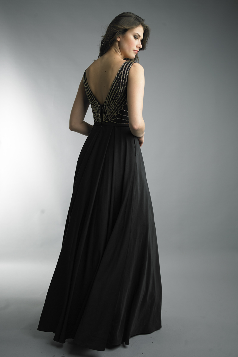 Bead V-neck Gown