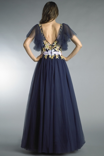 bell sleeve evening dress