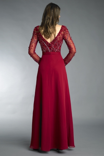 long sleeve evening gown with sequin