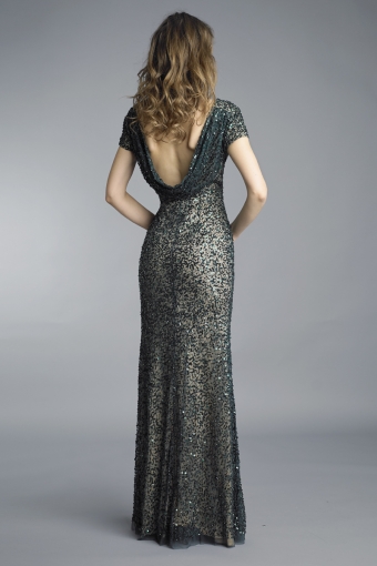 Sequin Gown With Plunge Back