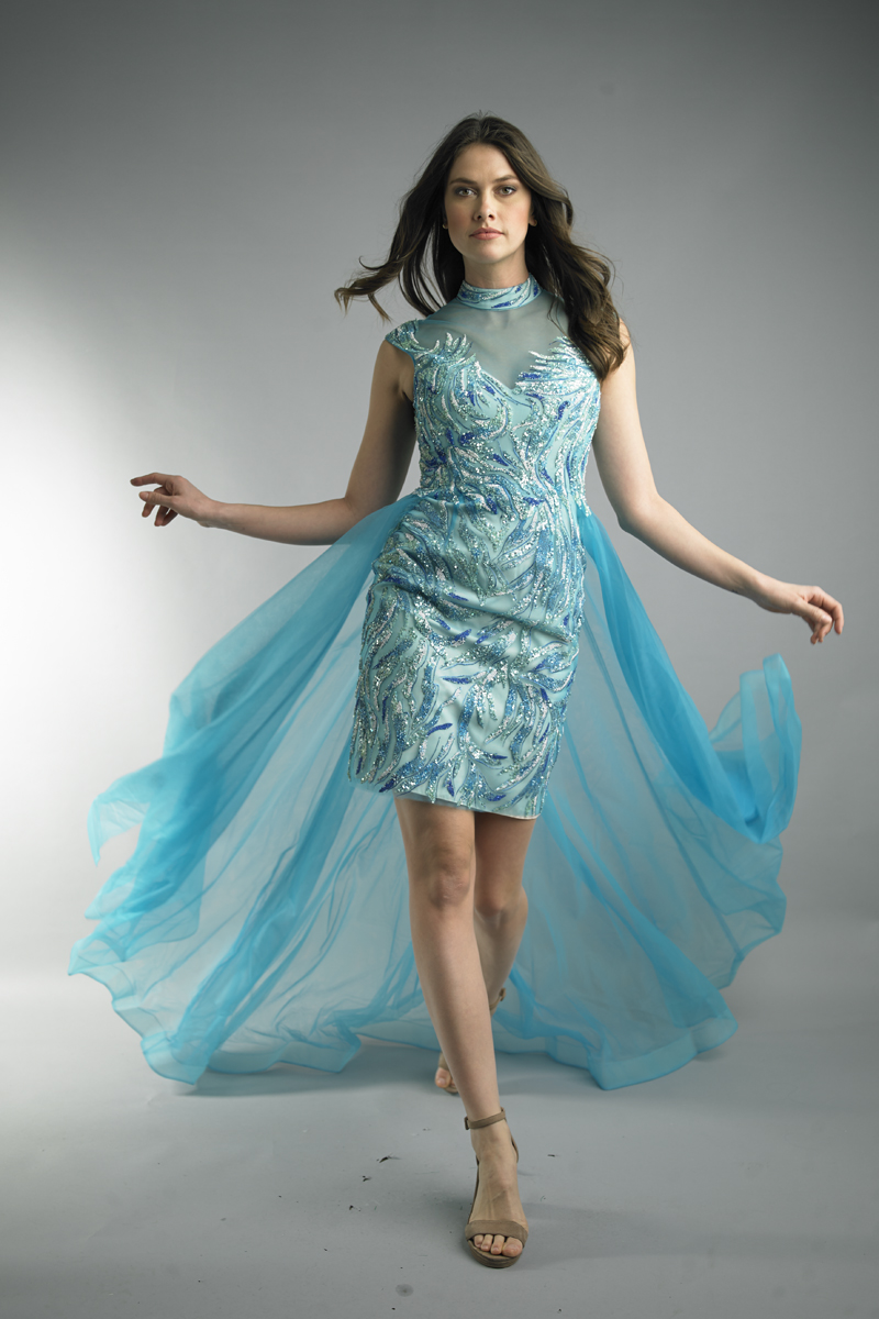 Sequin High-neck Dress