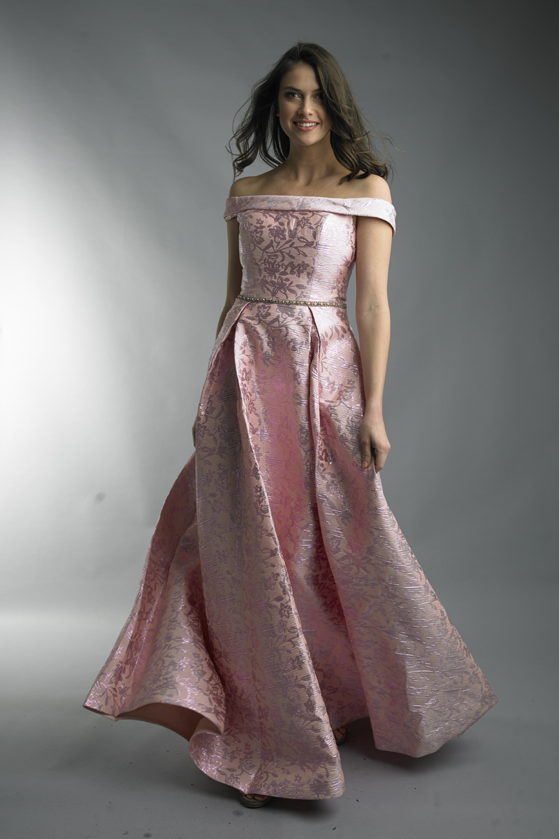 Off-shoulder Metallic Gown