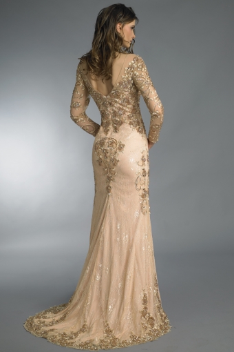 beaded long sleeve gown