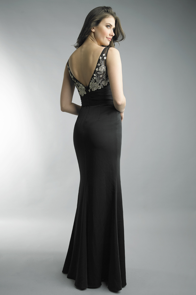 Floral-appliqué Ruffled Gown