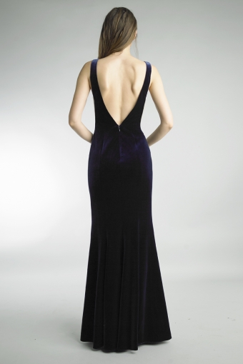 velvet floral embroidered sleeveless gown