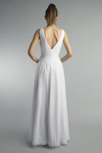 Beaded v neck evening dress