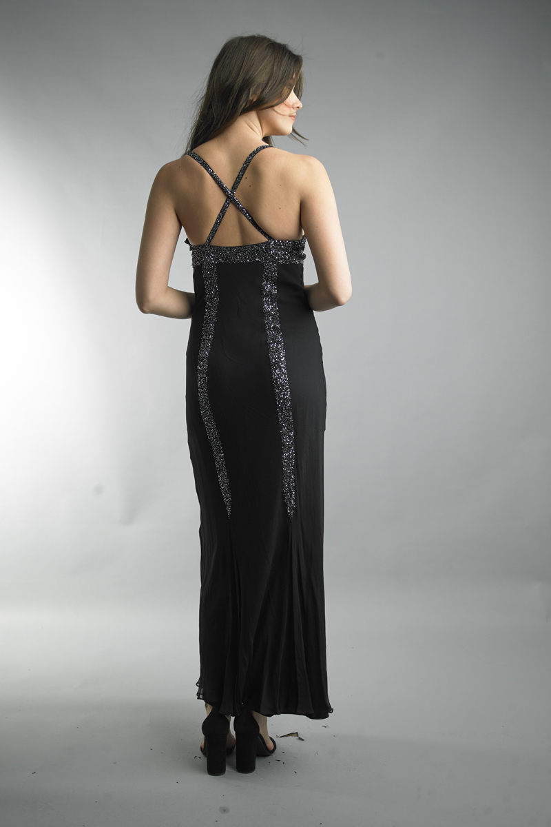 Bead V-neck Gown
