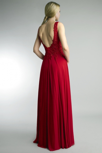Sleeveless beaded embroidered gown