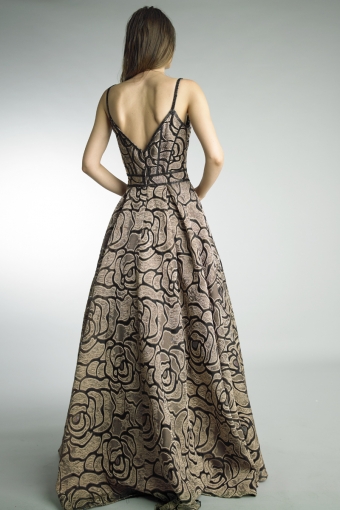 Abstract pattern sleeveless evening gown
