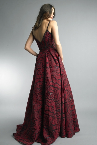 Abstract pattern sleeveless evening gown