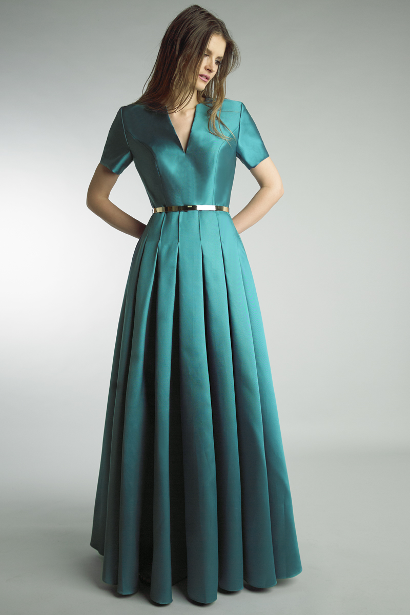 short sleeve evening dress