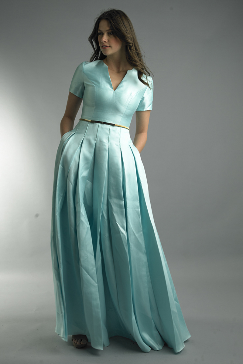 short sleeve evening dress