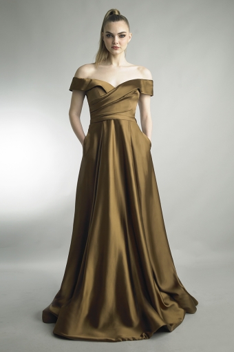 Off-shoulder Satin Gown