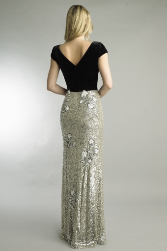 Sequined skirt with v neck top evening dress