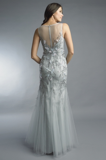 sleeveless floral beaded gown