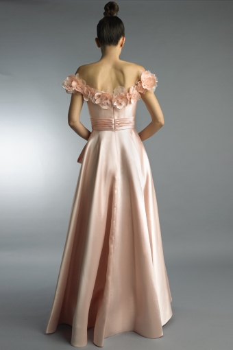 Off shoulder floral rimmed evening dress