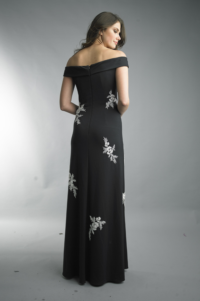 Embroidered Off-shoulder Gown