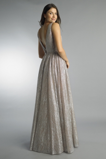 metallic pleated plunge gown