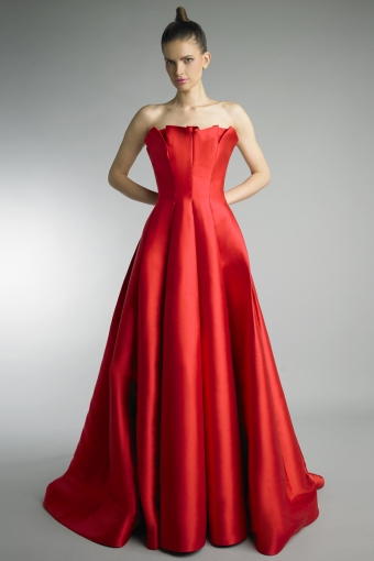 Strapless Gown w Pleated Bustier By Basix