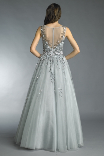 V neck floral applique gown